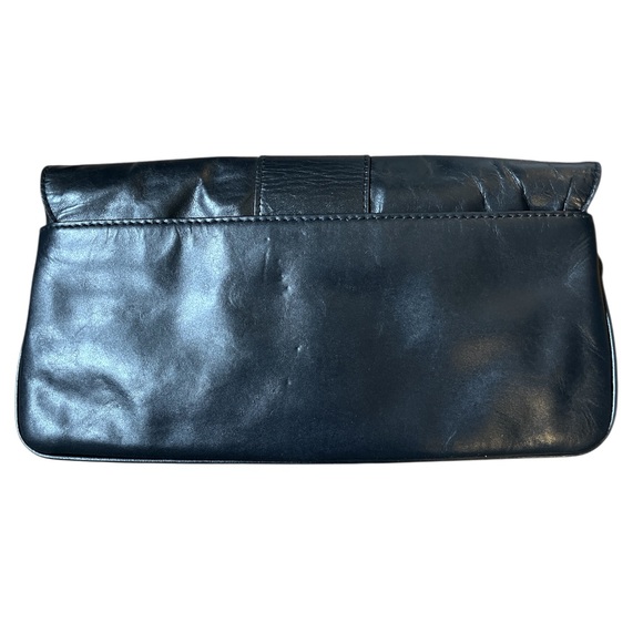 Gianni Bernini convertible wristlet shoulder bag black smooth leather - Picture 2 of 13